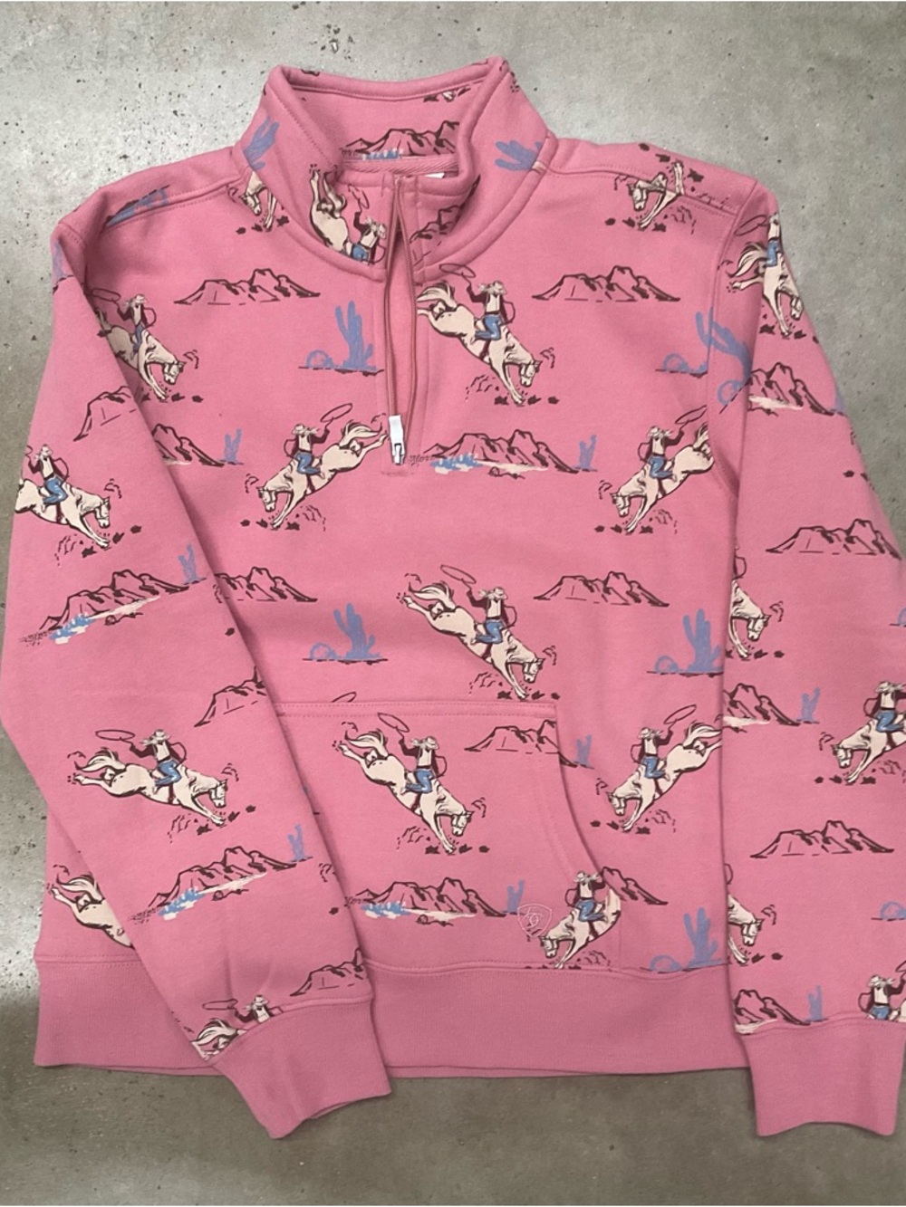 Ariat Pink Kids' Quarter-Zip Jacket with Rodeo Print